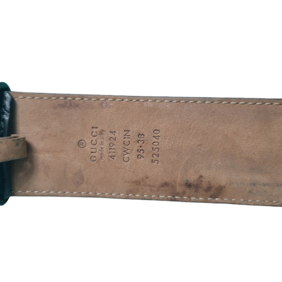 Gucci Guccissima Black Leather Belt Silver Interlocking GG 95/38 - Picture 8 of 8
